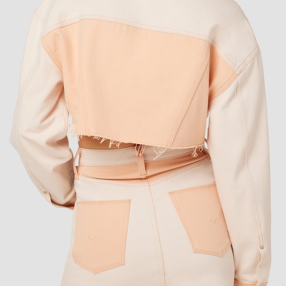 Hudson Jeans Orange and Cream Cropped Jean Jacket - Picture 3 of 6